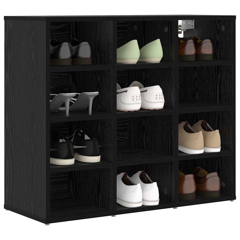 Sko skab med hylde Sort eg 77,5 x 30 x 67 cm Konstrueret træ