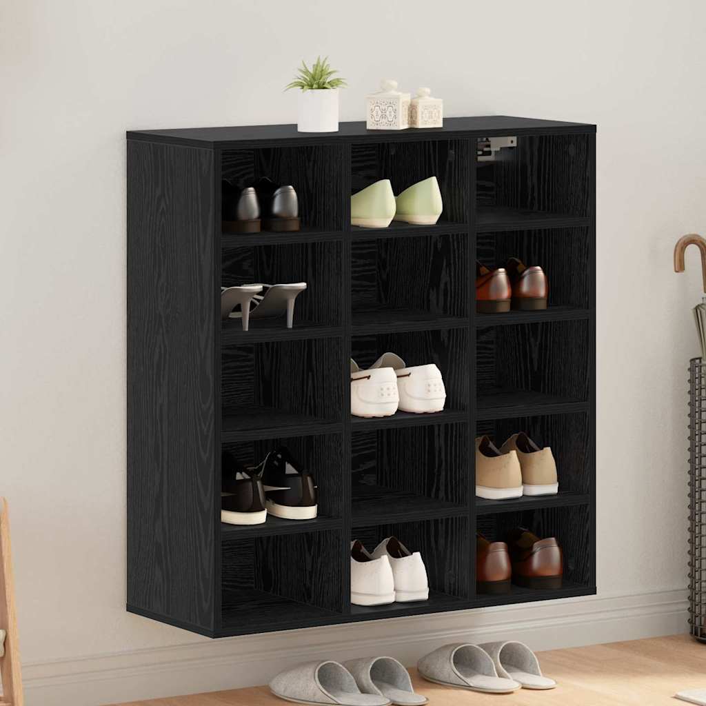 Sko skab med hylde Sort eg 77,5 x 30 x 83,5 cm Konstrueret træ