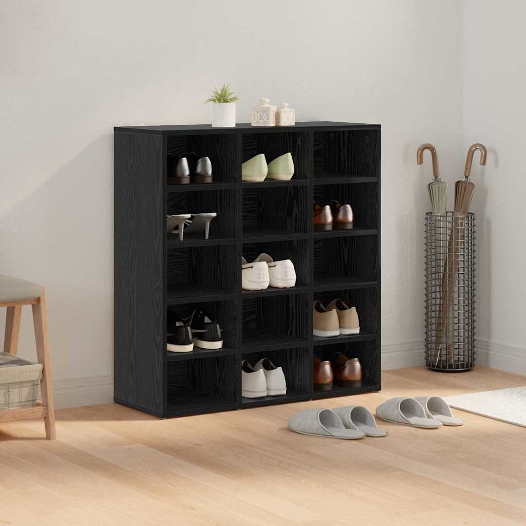 Sko skab med hylde Sort eg 77,5 x 30 x 83,5 cm Konstrueret træ