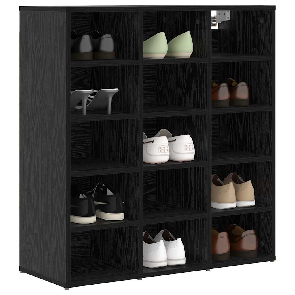 Sko skab med hylde Sort eg 77,5 x 30 x 83,5 cm Konstrueret træ