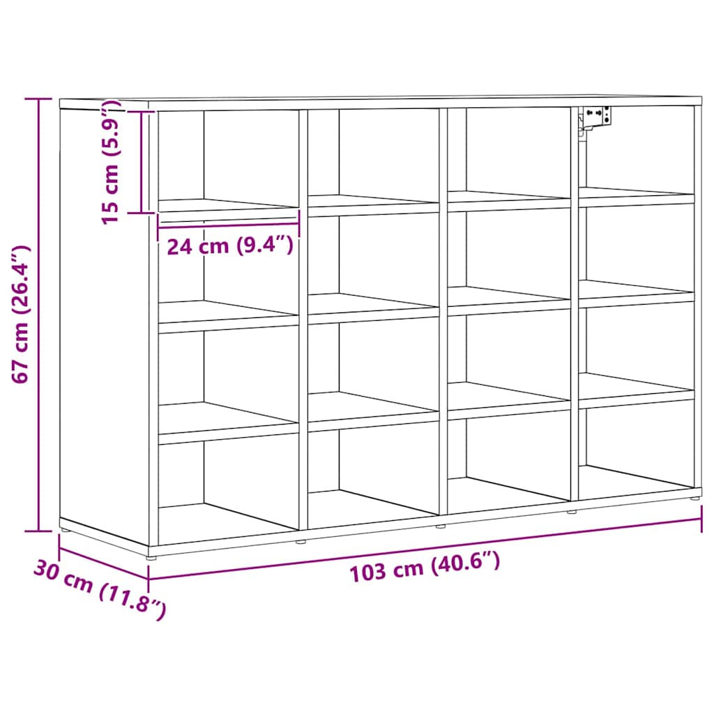 Sko skab 103 x 30 x 67 cm Konstrueret træ Artisan Egetræ