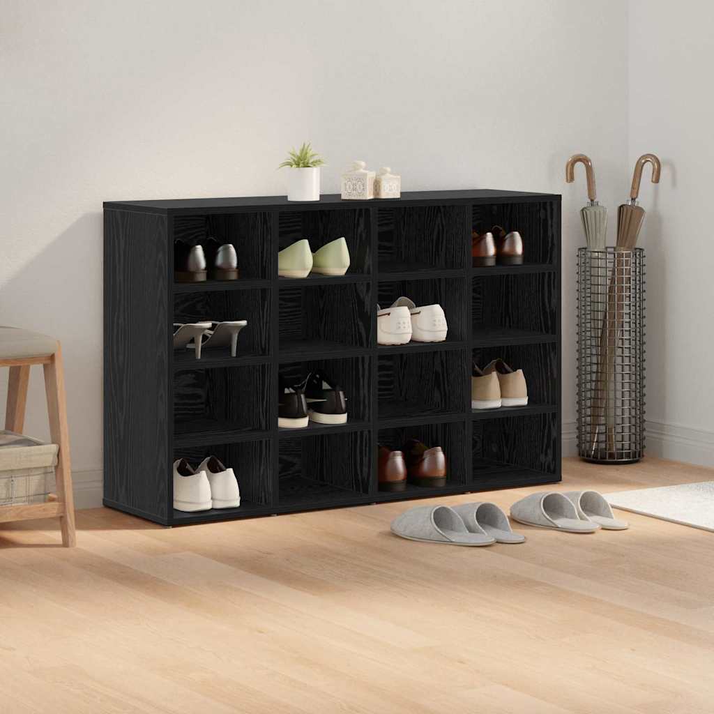 Sko skab med hylde Sort eg 103 x 30 x 67 cm Konstrueret træ