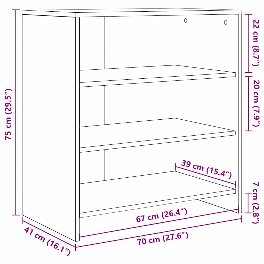 Sideboard Sort 70 x 41 x 75 cm Konstrueret træ