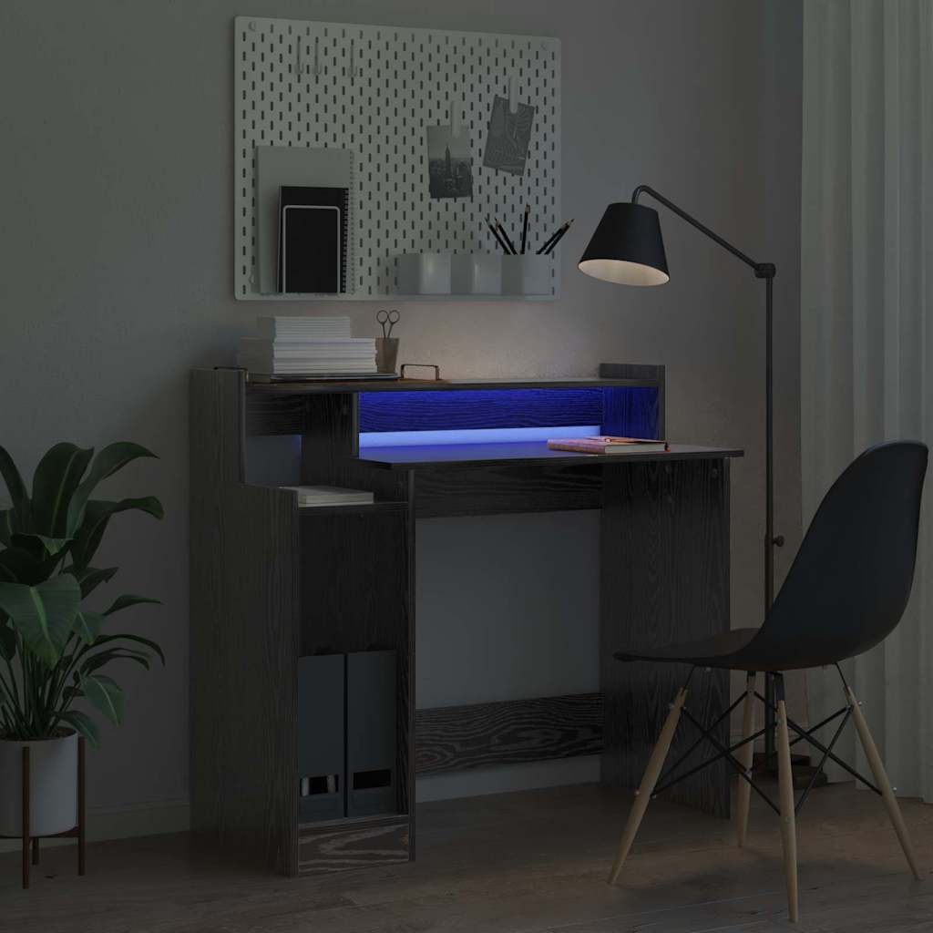Bord med hylde Sort eg 97 x 45 x 90 cm Konstrueret træ