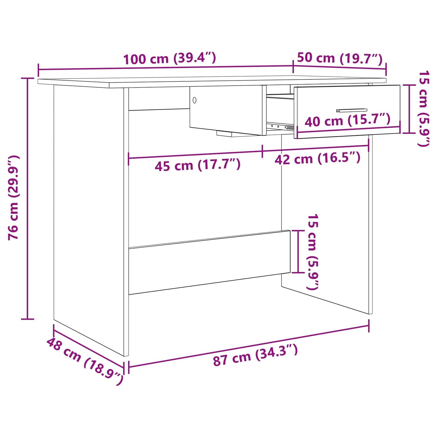 Bord Sort eg 100 x 50 x 76 cm Konstrueret træ