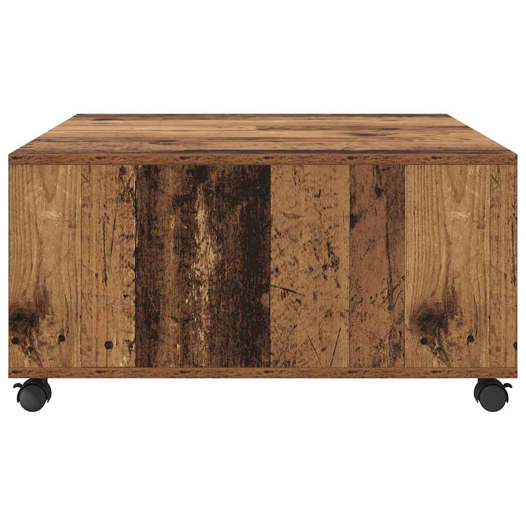Sofabord med skuffe Gammelt træ 75 x 75 x 38 cm Konstrueret træ