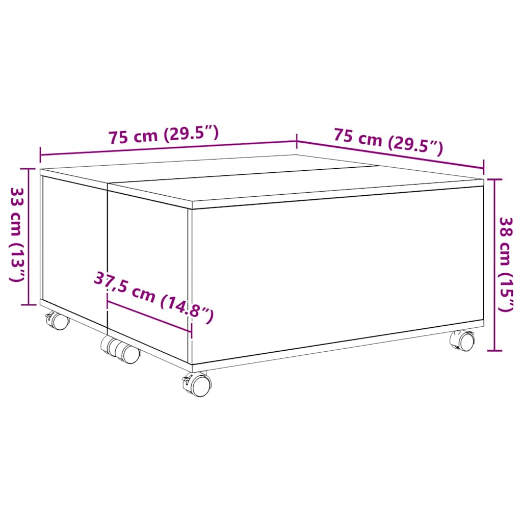 Sofabord Artisan Egetræ 75 x 75 x 38 cm Konstrueret træ