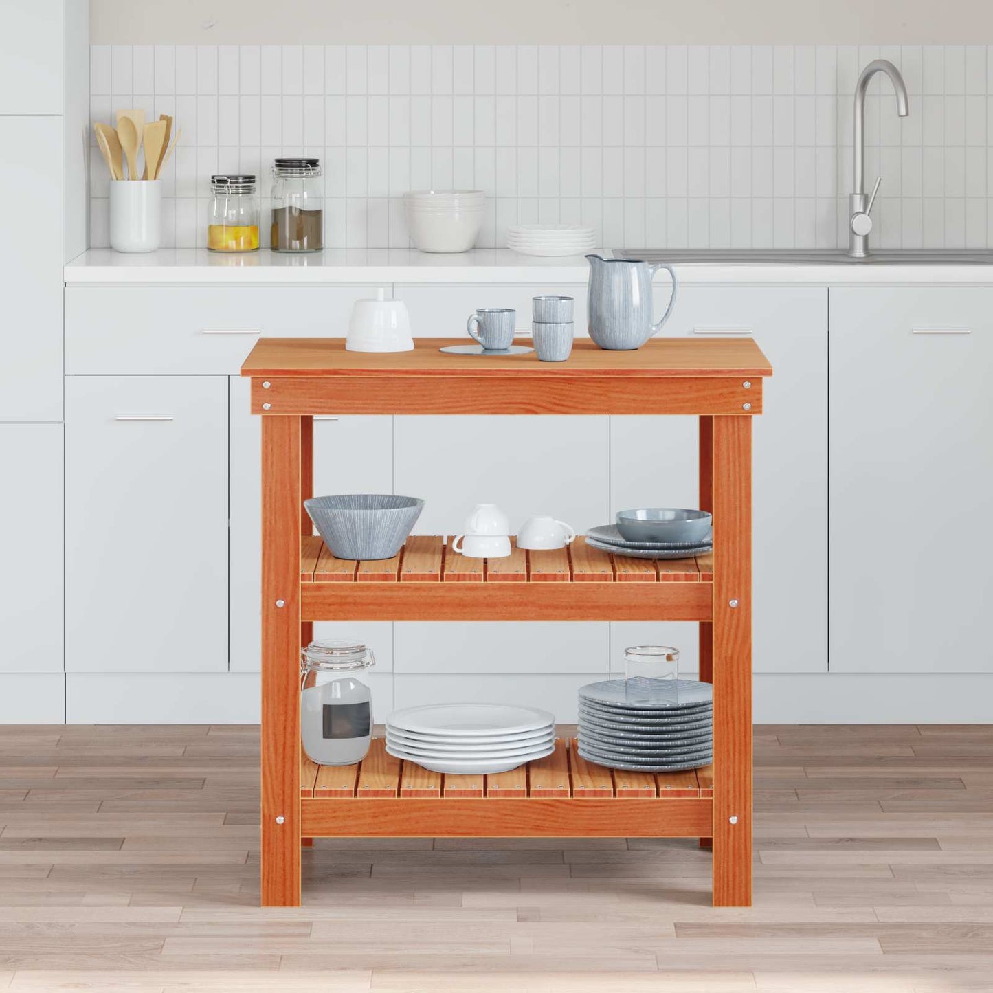 Arbejdsbænk med hylde 78,5 x 50 x 80 cm Massivt fyrretræ