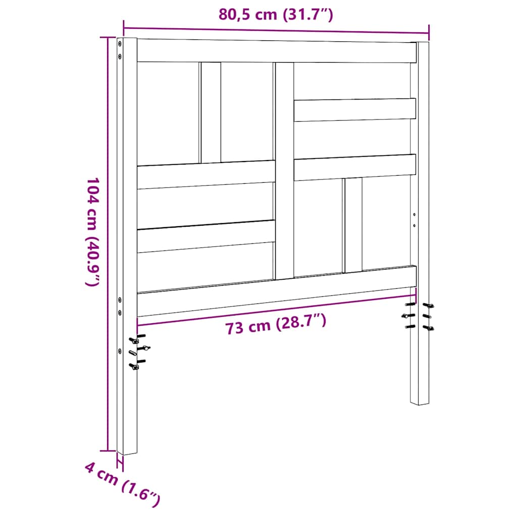 Senge Hovedgærde Voks brun 80,5 x 4 x 104 cm Massiv fyrretræ