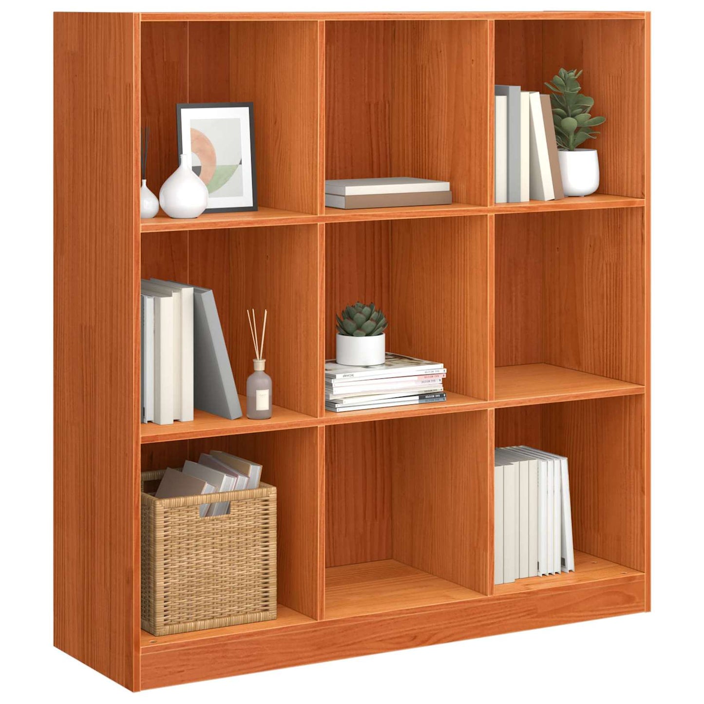 Bogskab Voks brun 104 x 33 x 110 cm Massiv fyrretræ