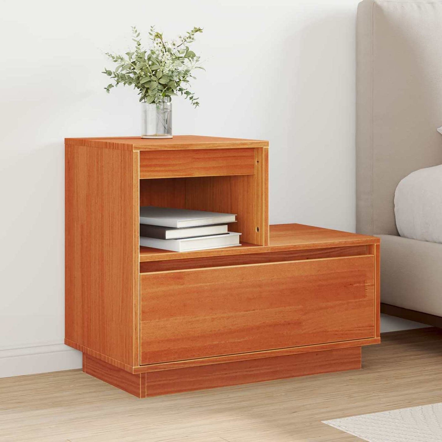 Natskab 2 pcs Voks brun 60 x 34 x 51 cm Konstrueret træ