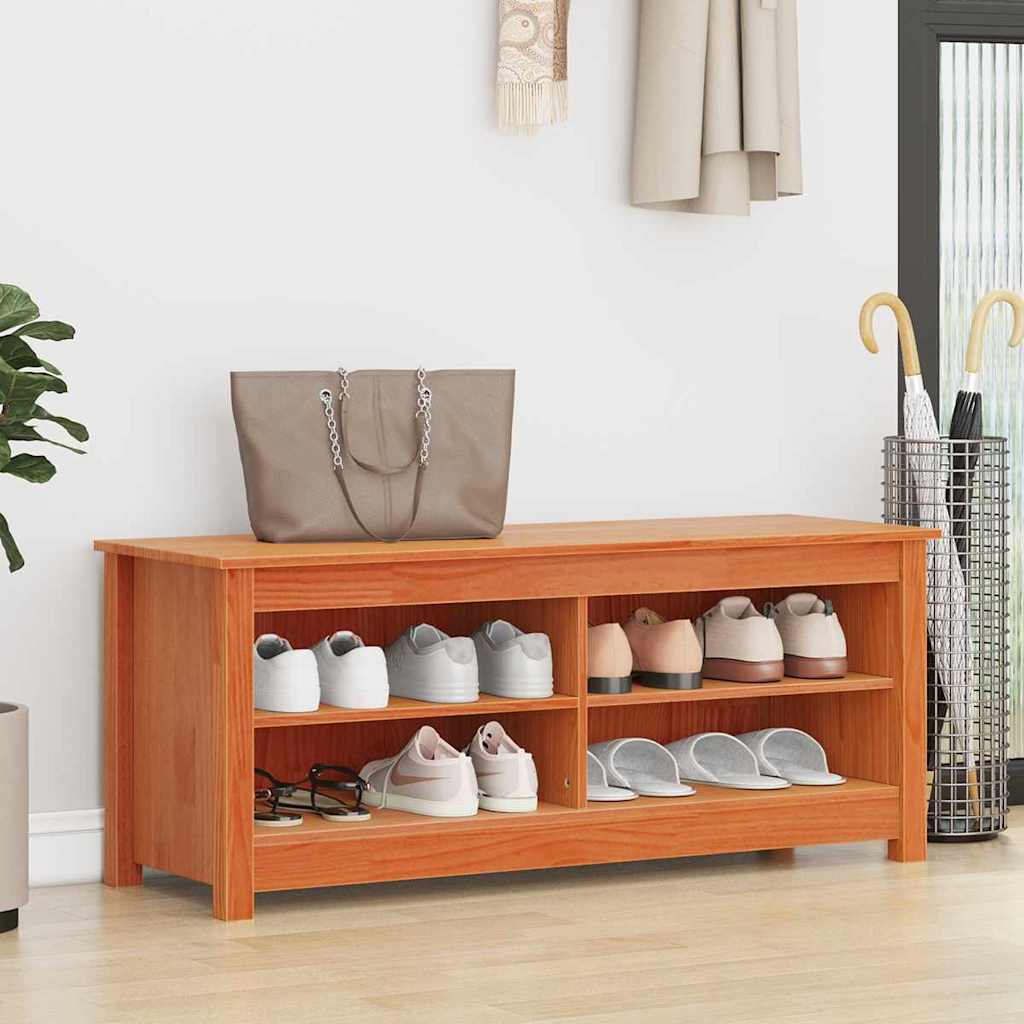 Opbevaringsbænk Voks brun 110 x 38 x 45,5 cm Massiv fyrretræ