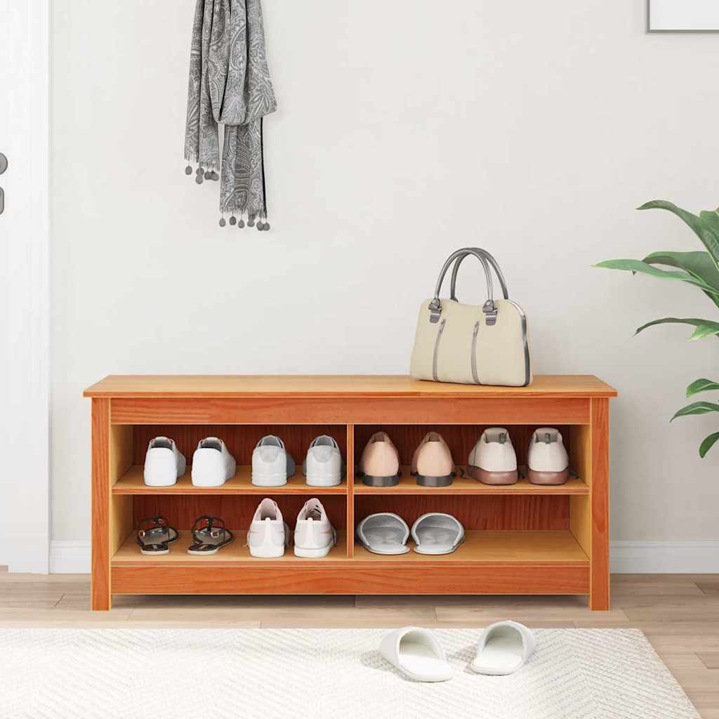 Opbevaringsbænk Voks brun 110 x 38 x 45,5 cm Massiv fyrretræ