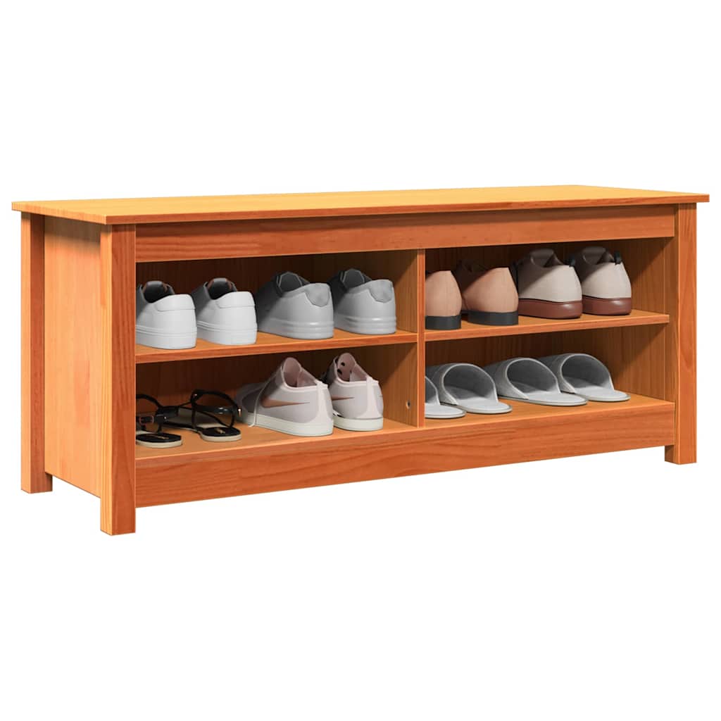 Opbevaringsbænk Voks brun 110 x 38 x 45,5 cm Massiv fyrretræ