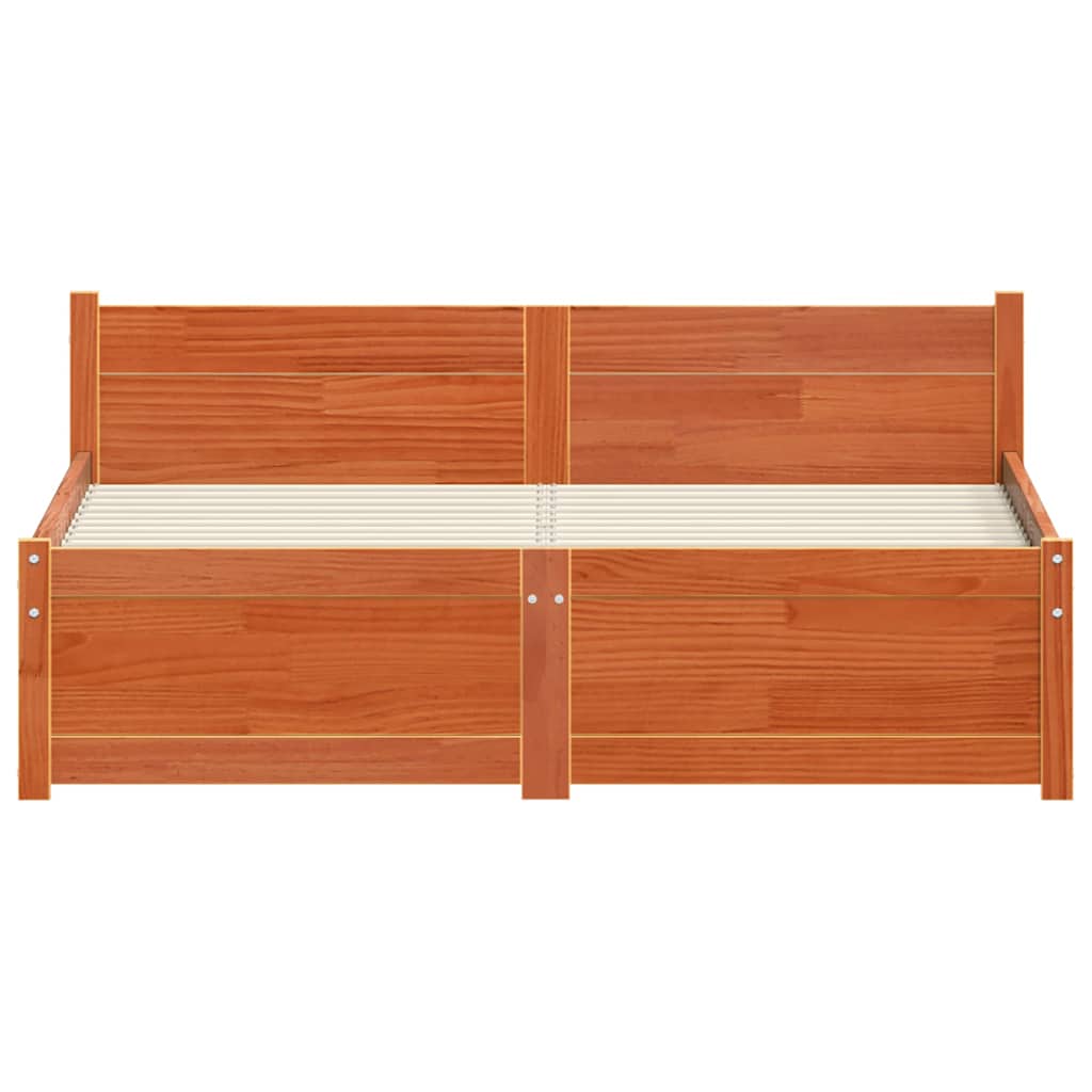 Sengestel Voks brun 195,5 x 125,5 x 51 cm Massiv fyrretræ