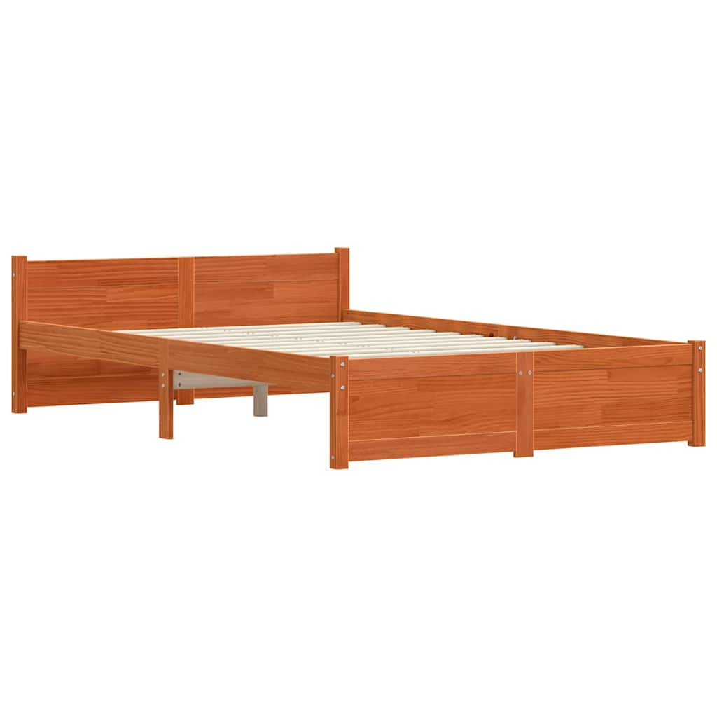 Sengestel Voks brun 195,5 x 140,5 x 51 cm Massiv fyrretræ