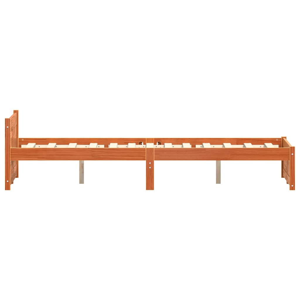 Sengestel Voks brun 195,5 x 140,5 x 51 cm Massiv fyrretræ