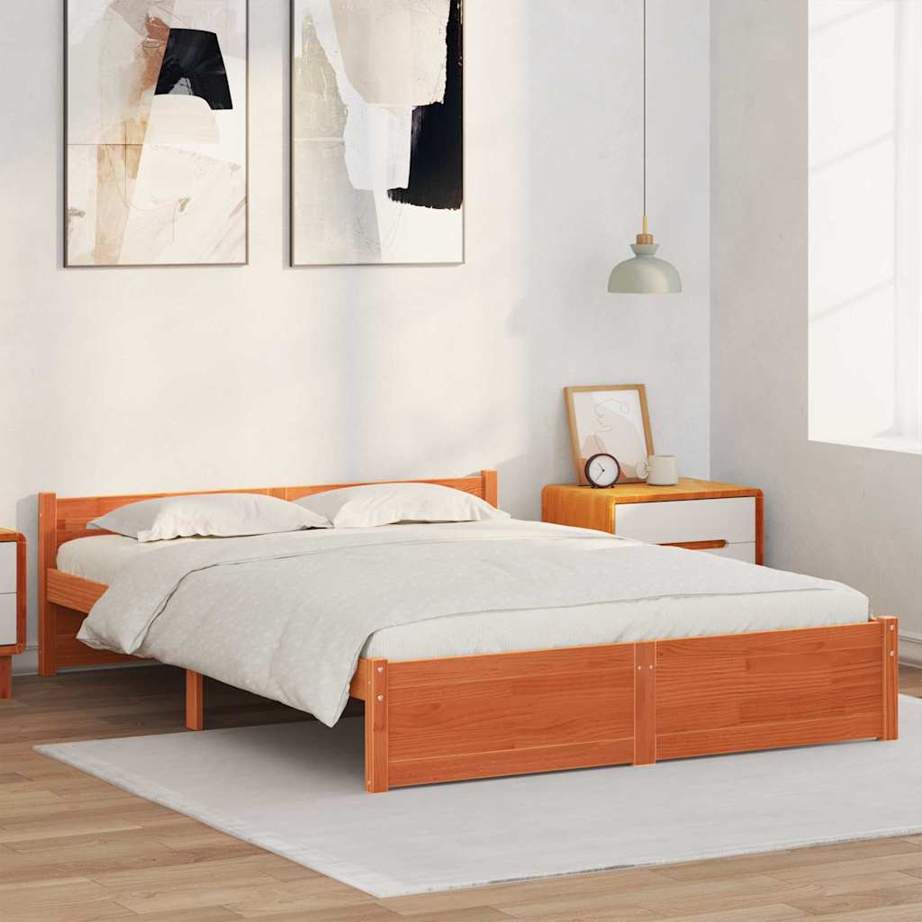 Sengestel Voks brun 195,5 x 145,5 x 51 cm Massiv fyrretræ