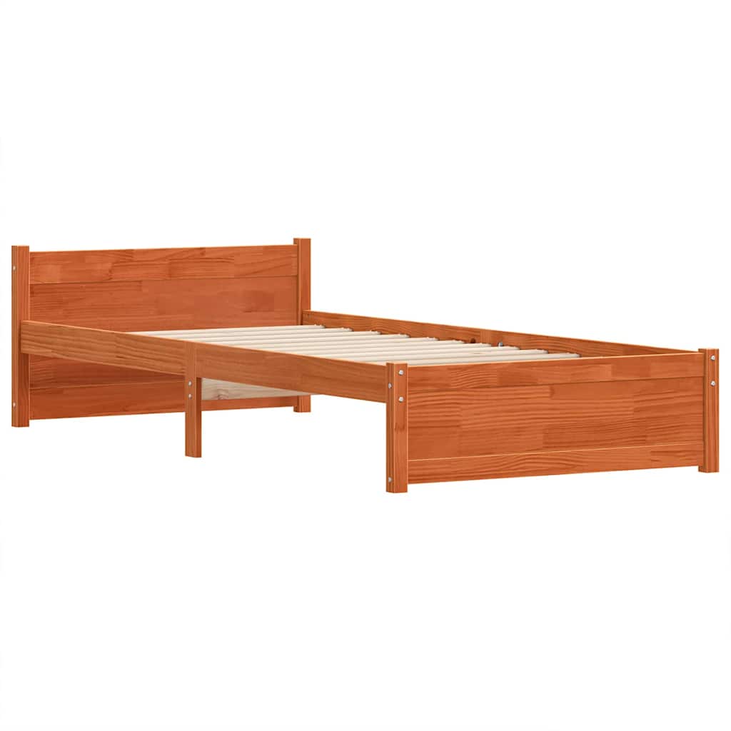 Sengestel Voks brun 205.5 x 95.5 x 51 cm Massiv fyrretræ