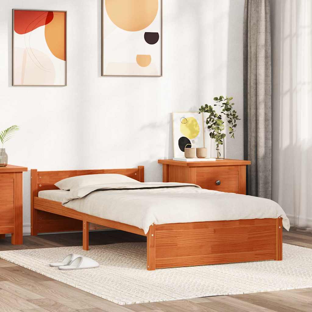 Sengestel Voks brun 205,5 x 105,5 x 51 cm Massiv fyrretræ