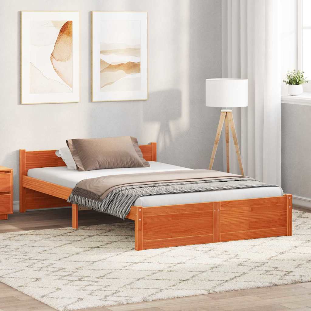 Sengestel Voks brun 205,5 x 125,5 x 51 cm Massiv fyrretræ