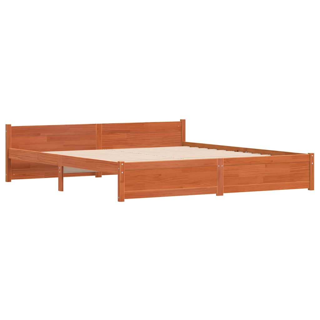 Sengestel Voks brun 205,5 x 205,5 x 51 cm Massiv fyrretræ