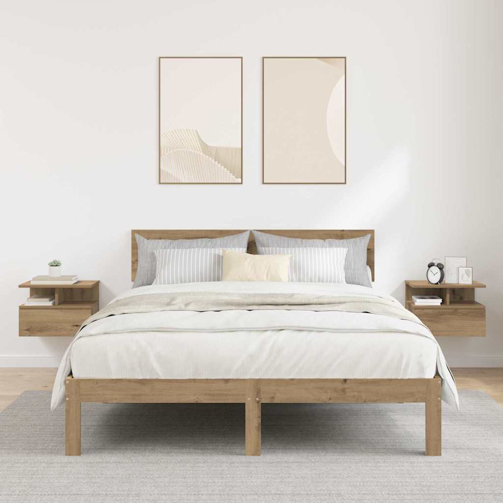 Flydende Natbord 2 pcs Artisan Egetræ 40 x 31 x 28 cm