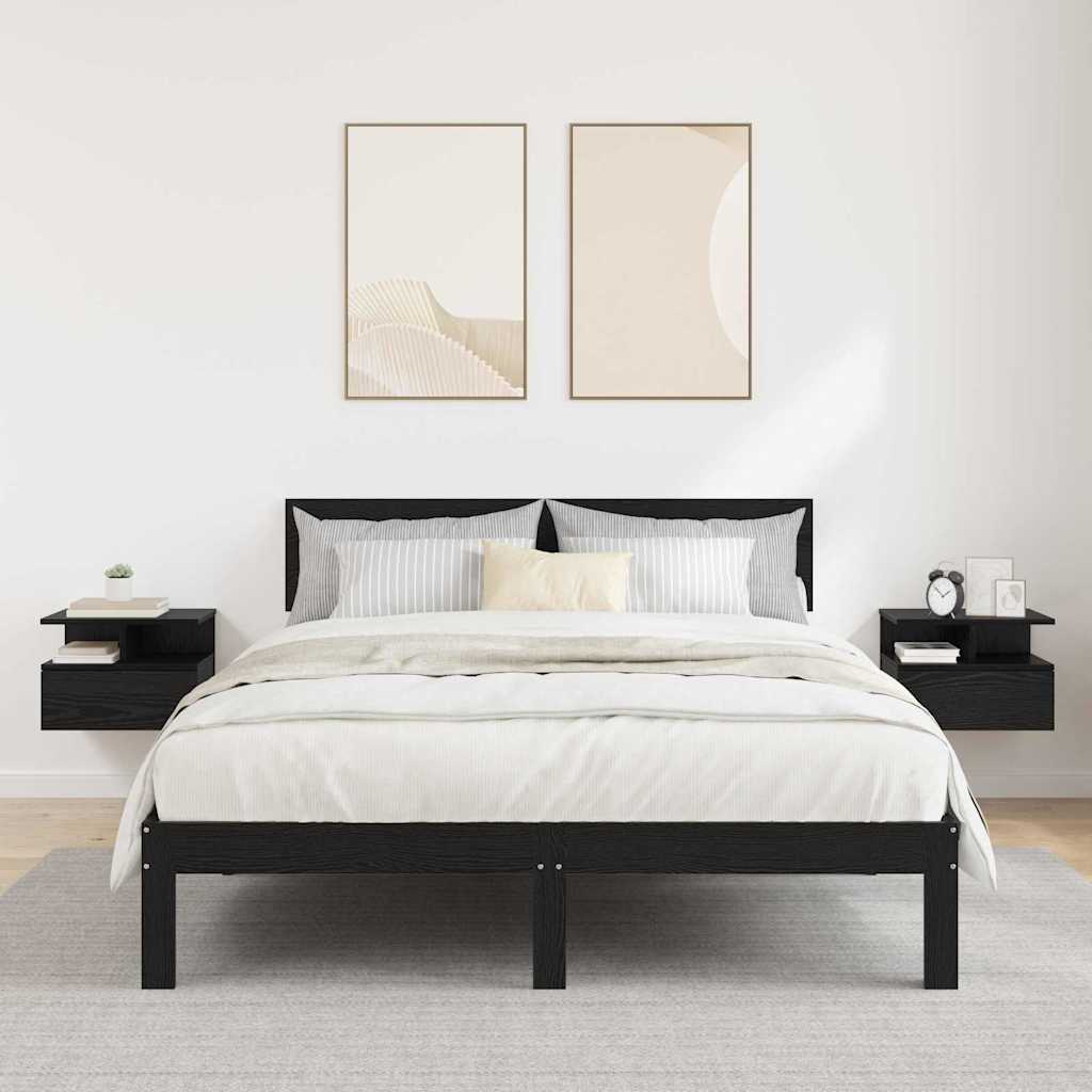 Flydende Natbord 2 pcs Sort eg 40 x 31 x 28 cm Konstrueret træ billede