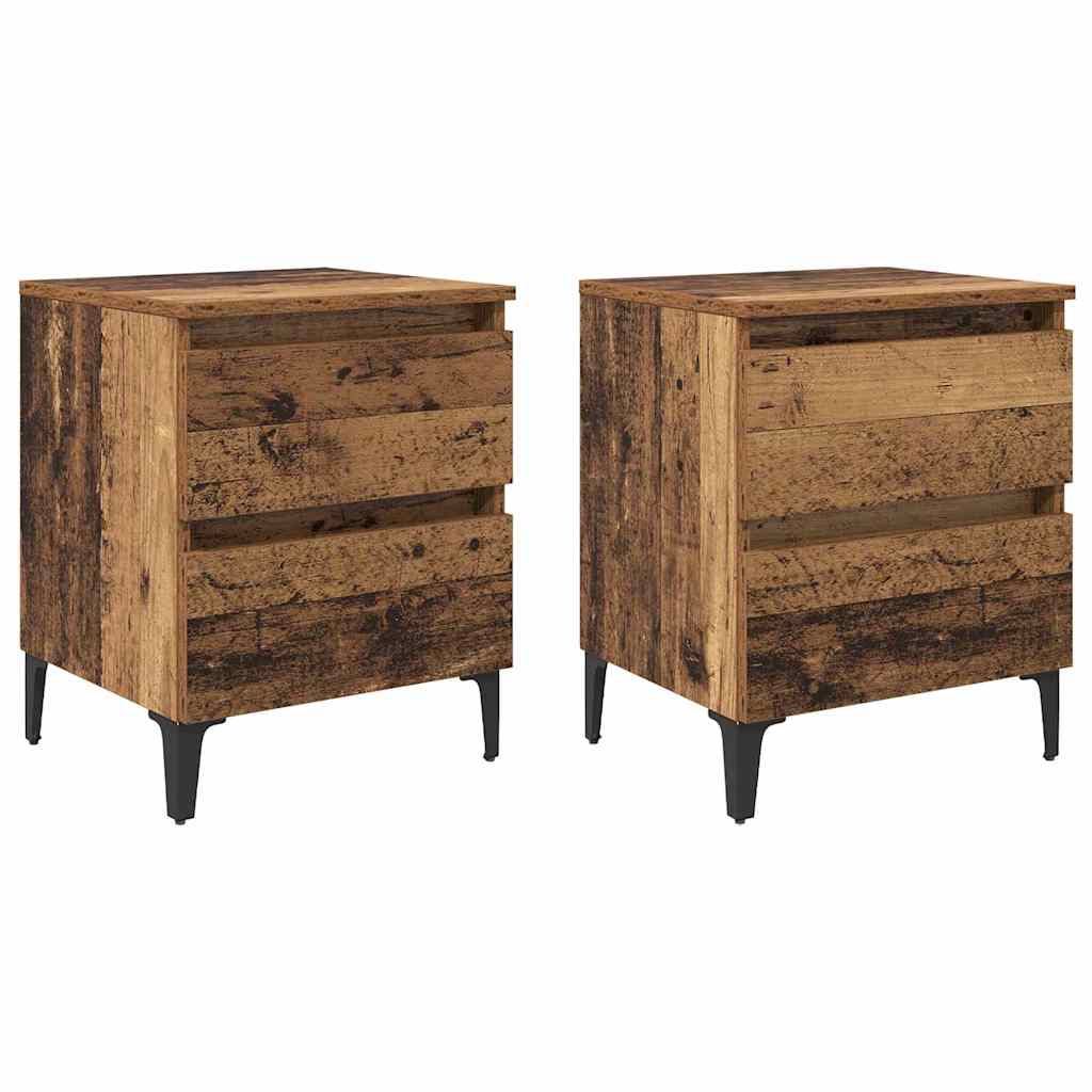 Natskab 2 pcs Gammelt træ 40 x 35 x 50 cm Konstrueret træ