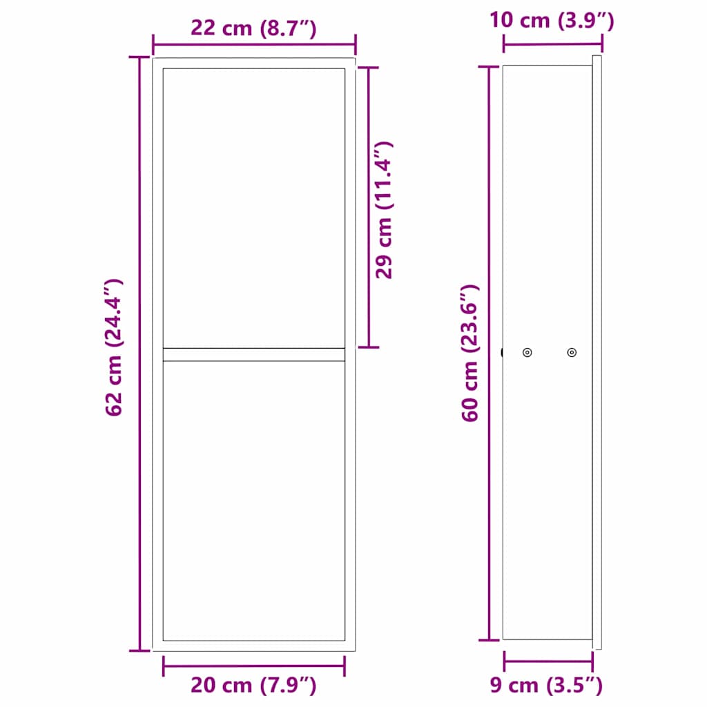 Bruse Niche Hvid 60 x 20 x 9,5 cm Rustfrit stål