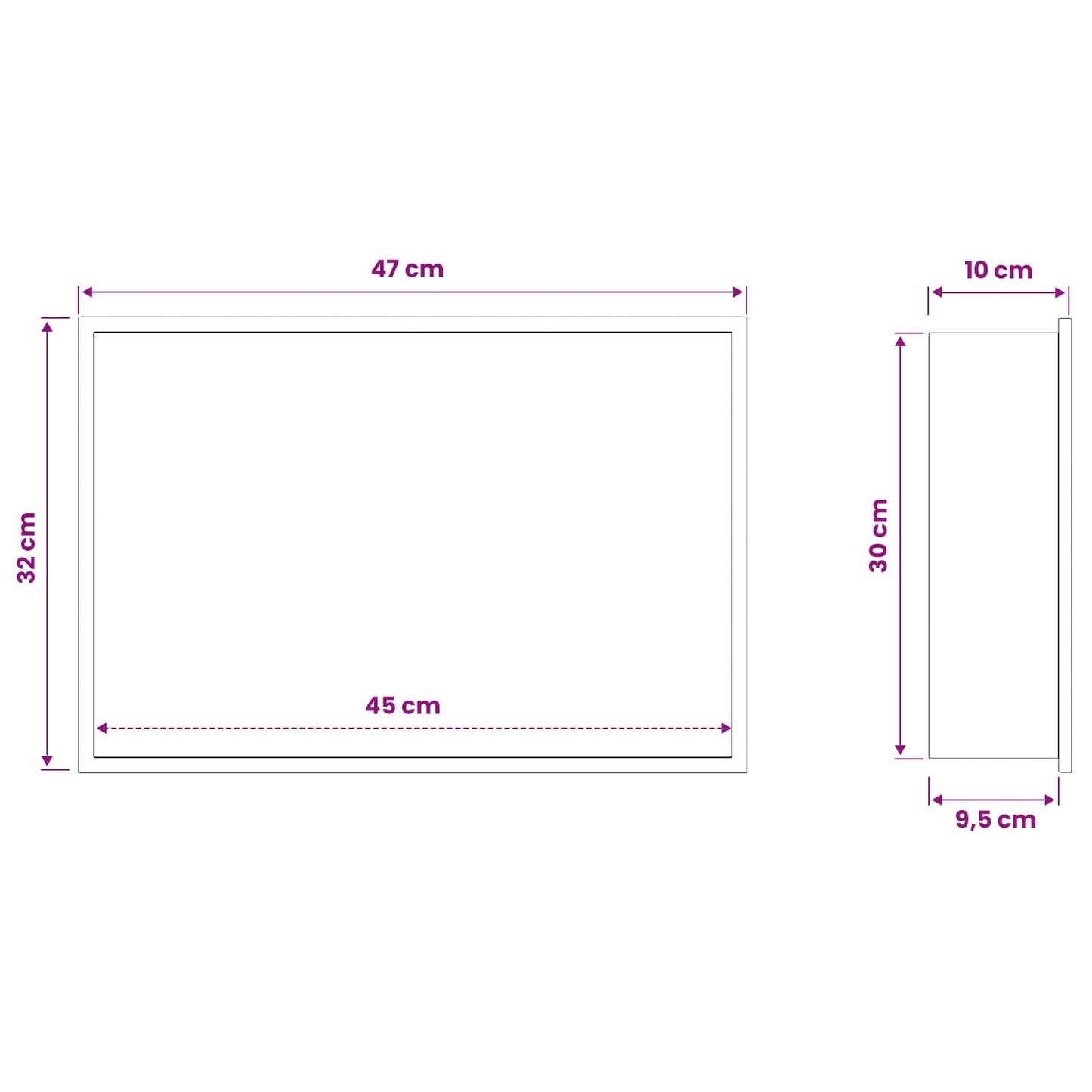 Bruse Niche Sort 45 x 30 x 9,5 cm Rustfrit stål