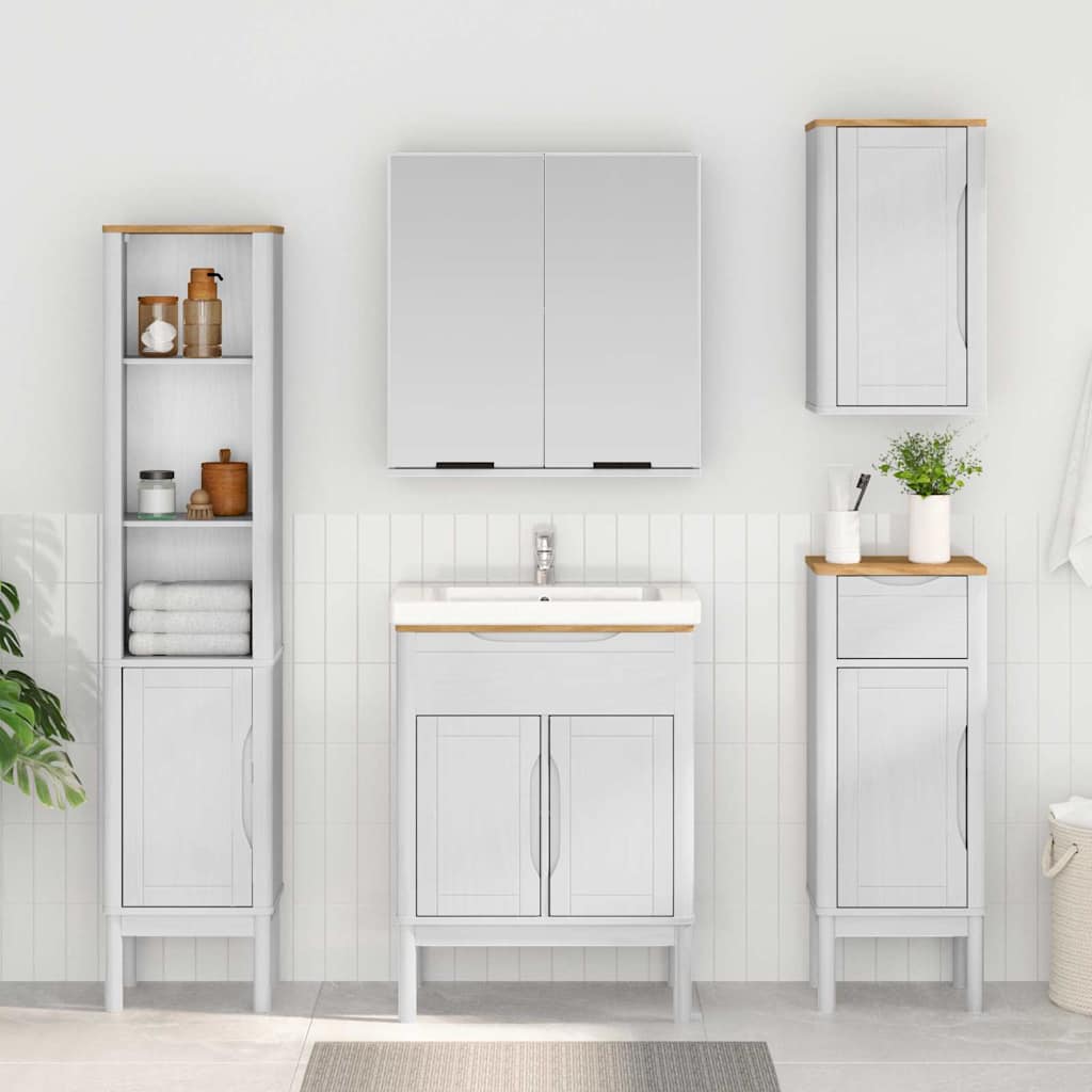 Badeværelsesskab FLORO Hvid 35 x 30 x 90 cm Massivt fyrretræ
