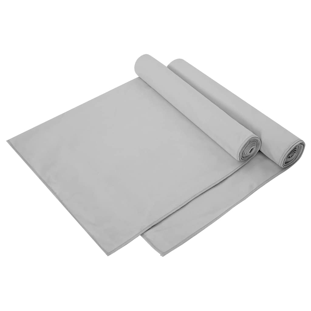 Sportshåndklæder 2 pcs Grå 140 x 70 cm Polyester og polyamid
