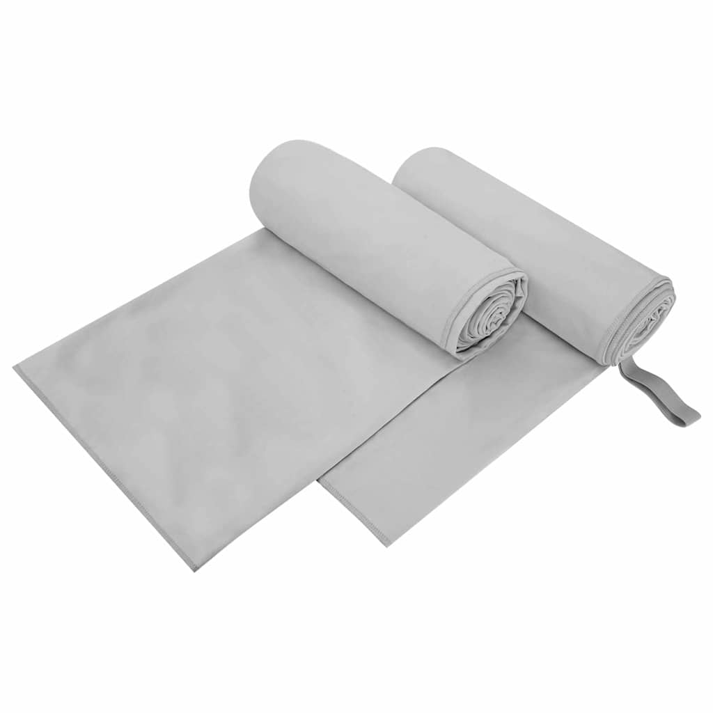 Sportshåndklæder 2 pcs Grå 200 x 100 cm Polyester og polyamid