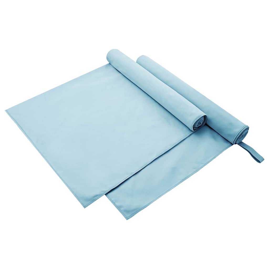 Sportshåndklæder 2 pcs Blå 180 x 90 cm Polyester og polyamid