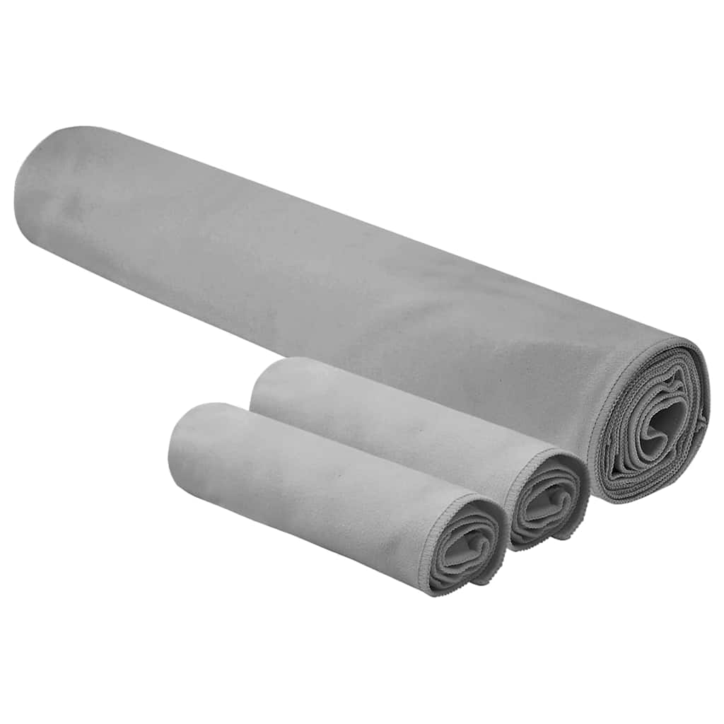 Sports håndklæde sæt 3 pcs Mørkegrå Polyester og polyamid