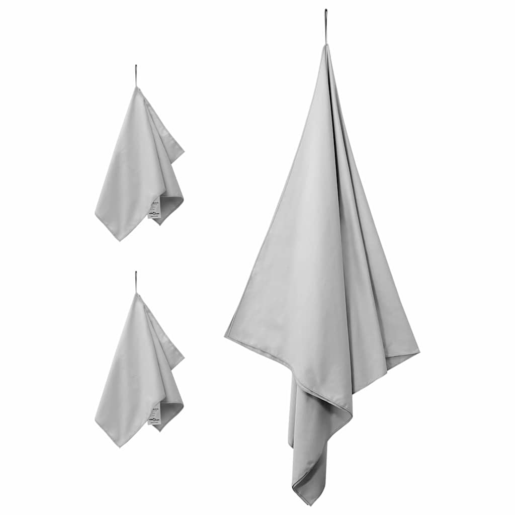 Sports håndklæde sæt 3 pcs Grå Polyester og polyamid