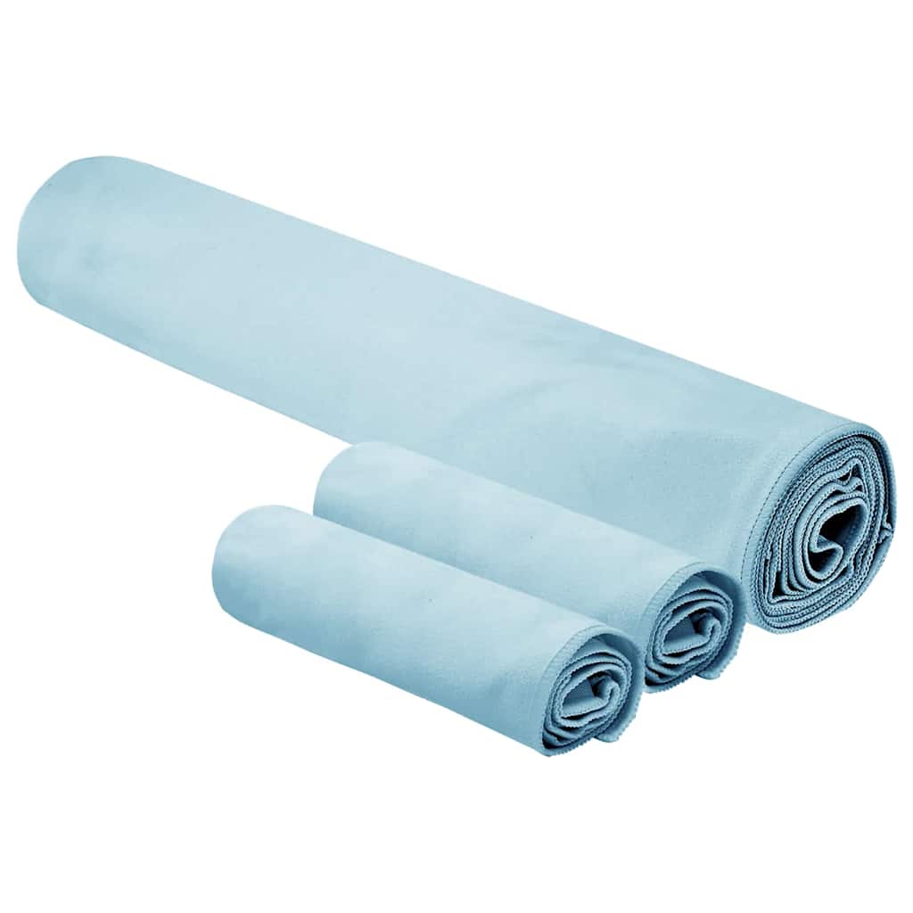 Sports håndklæde sæt 3 pcs Blå Polyester og polyamid