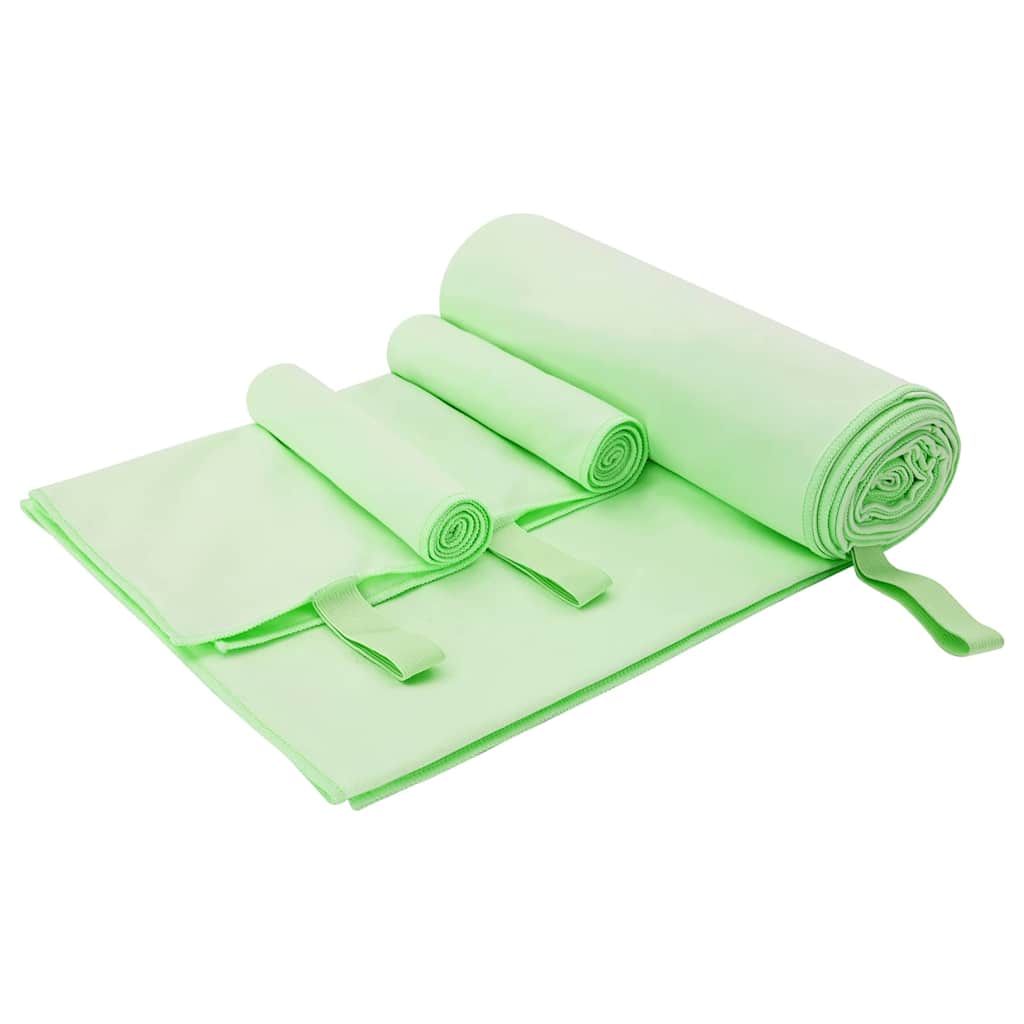 Sports håndklæde sæt 3 pcs Grøn Polyester og polyamid