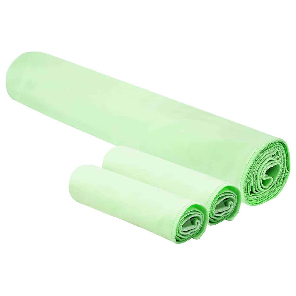 Sports håndklæde sæt 3 pcs Grøn Polyester og polyamid