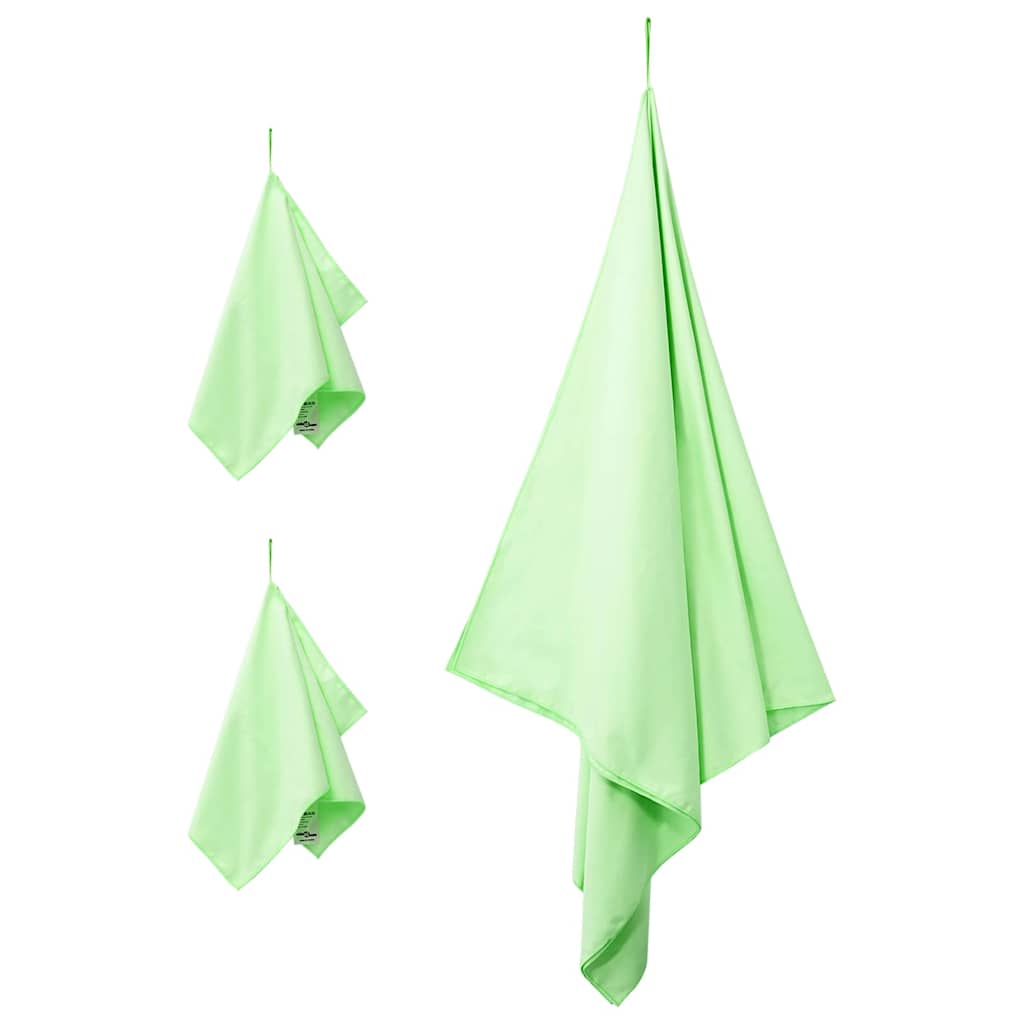 Sports håndklæde sæt 3 pcs Grøn Polyester og polyamid