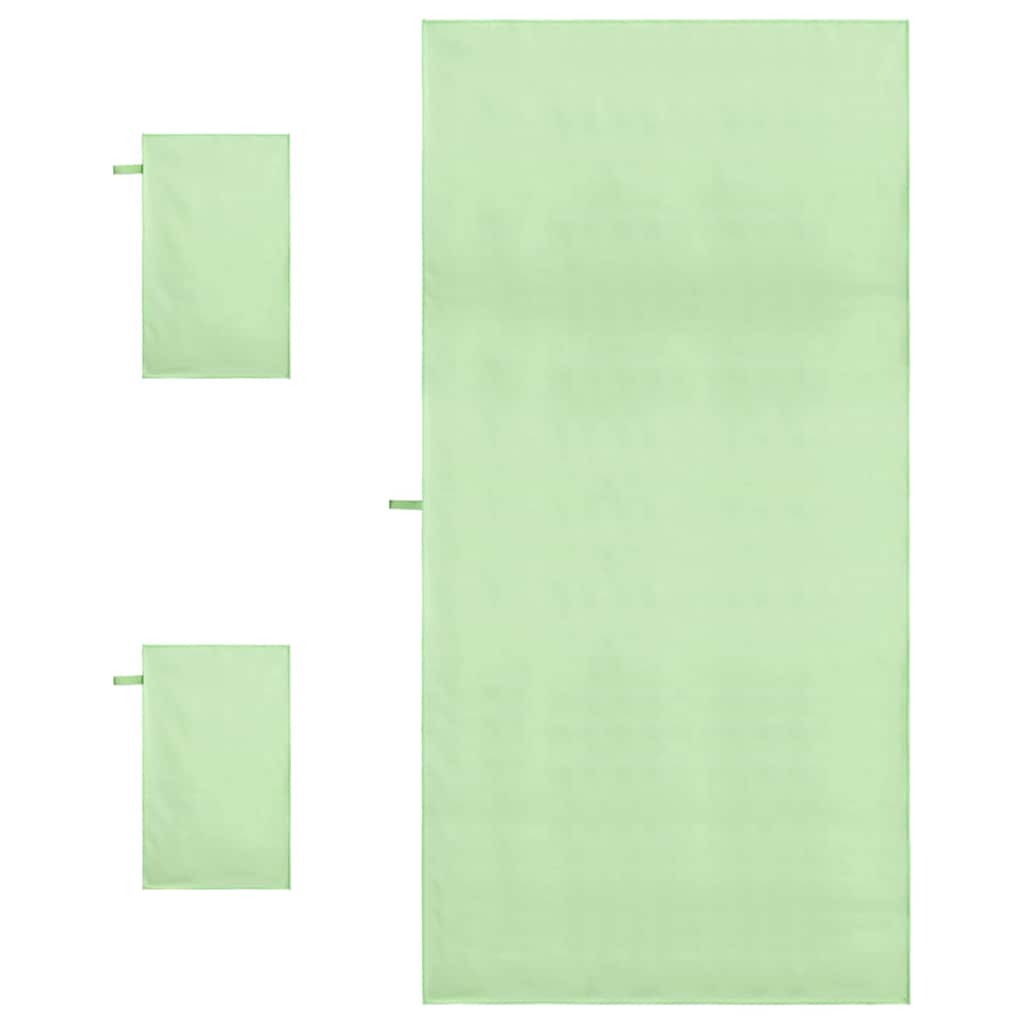 Sports håndklæde sæt 3 pcs Grøn Polyester og polyamid