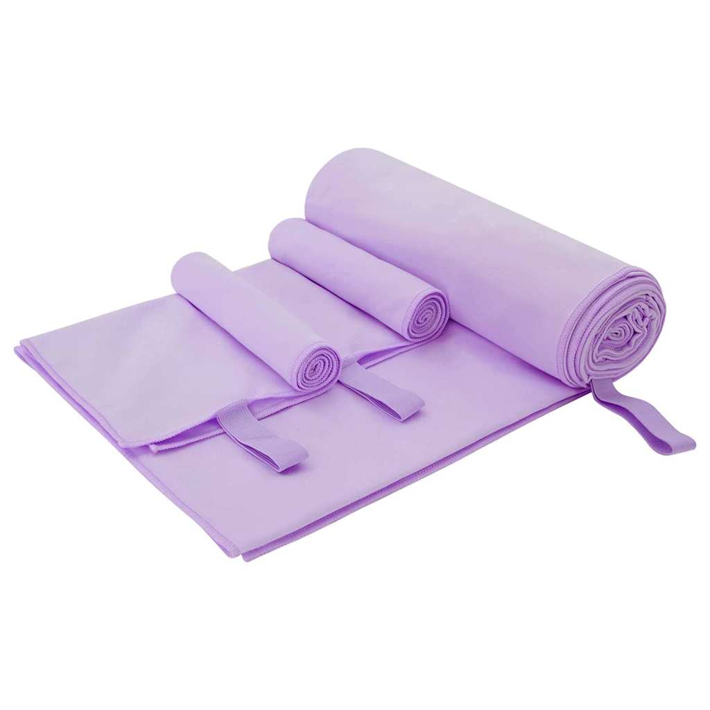 Sports håndklæde sæt 3 pcs Lilla Polyester og polyamid