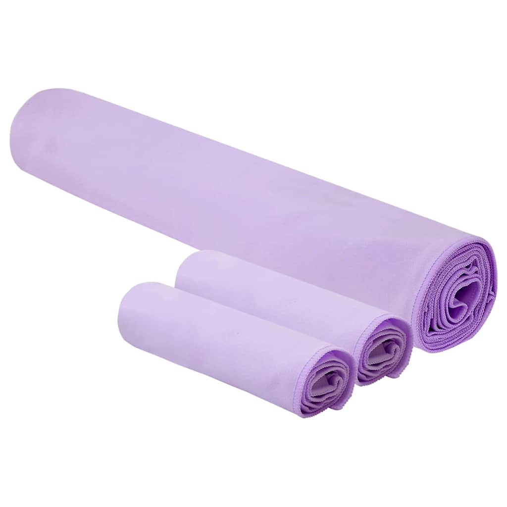 Sports håndklæde sæt 3 pcs Lilla Polyester og polyamid