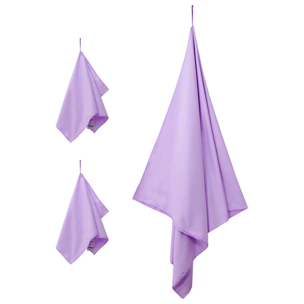 Sports håndklæde sæt 3 pcs Lilla Polyester og polyamid