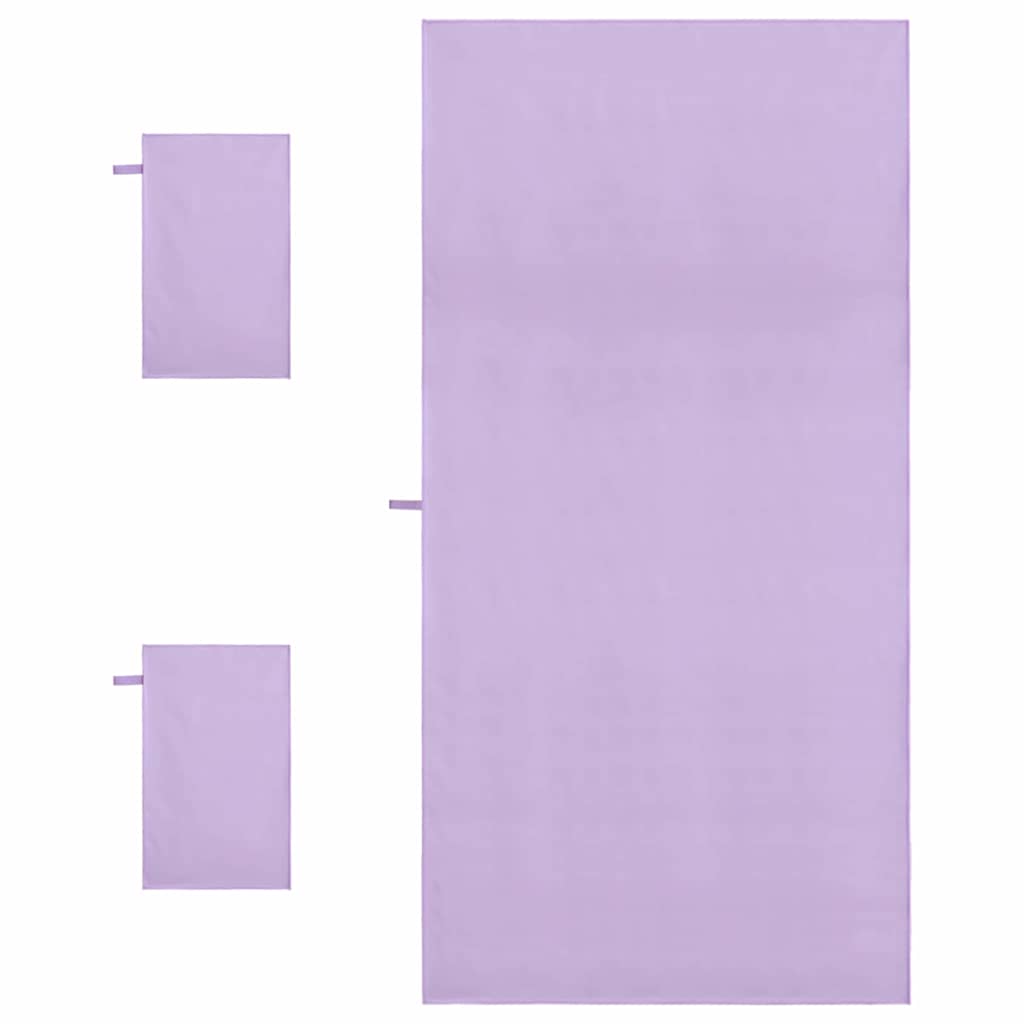 Sports håndklæde sæt 3 pcs Lilla Polyester og polyamid