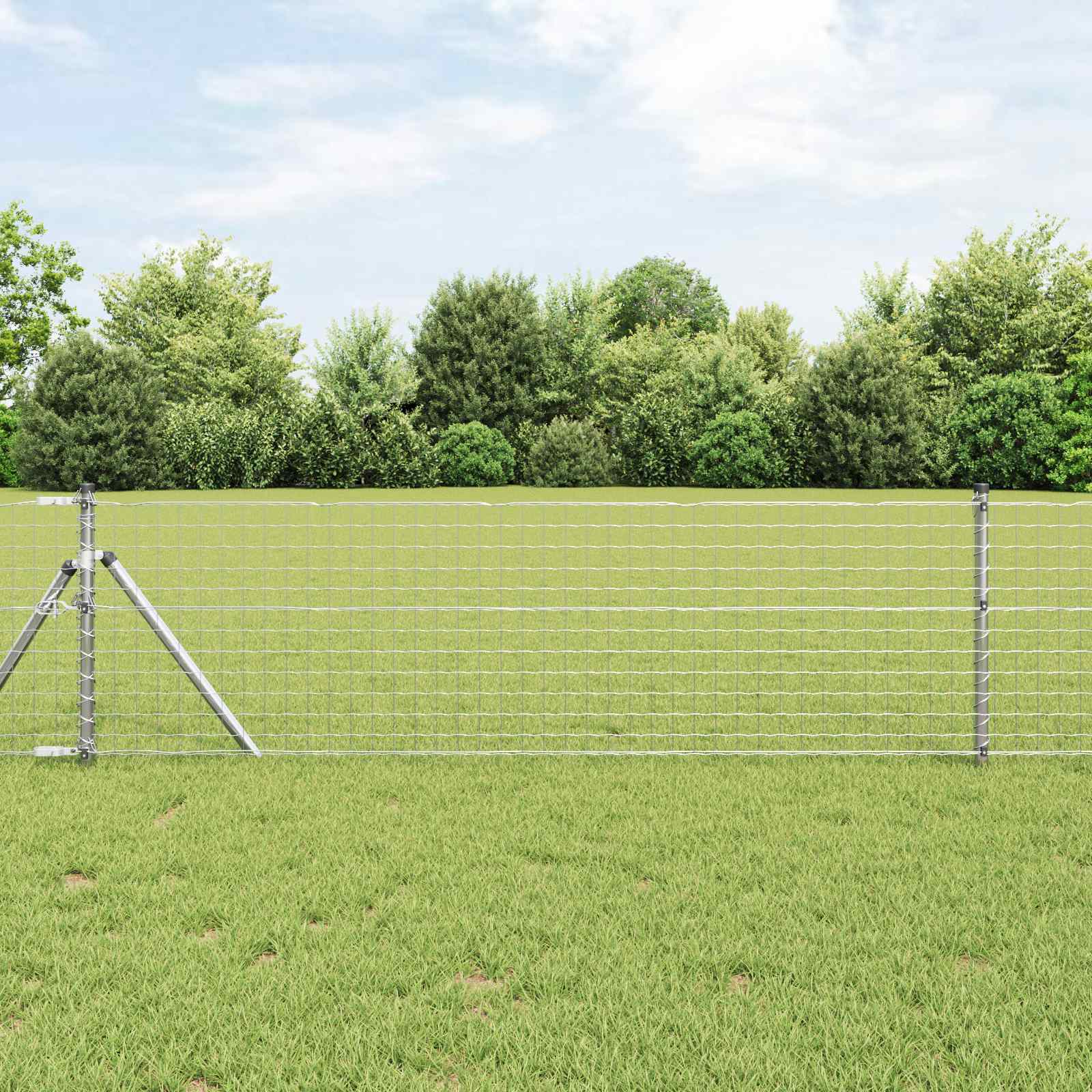 Hegnspæl 12 pcs Sølv 120 cm Pulverlakeret Stål billede