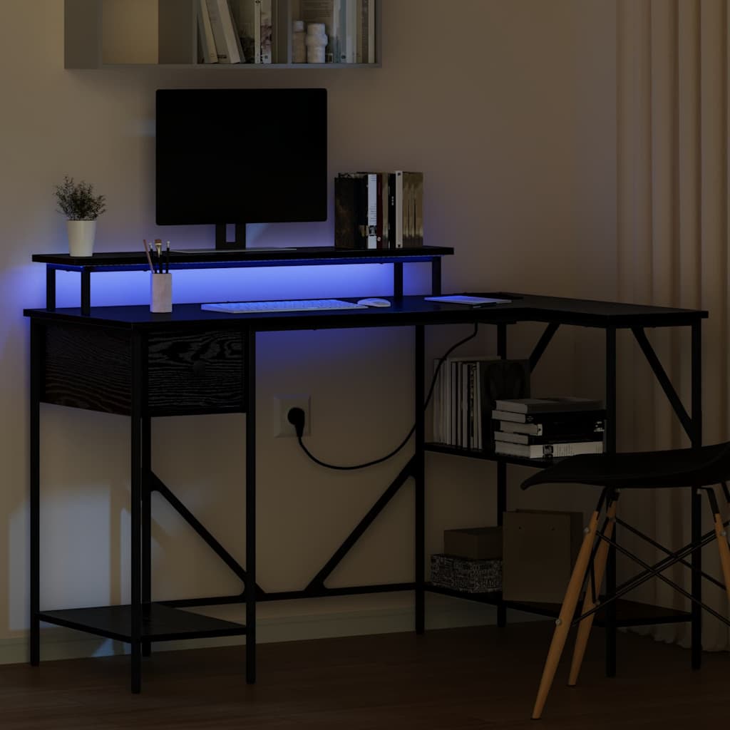 Bord med skuffe Sort eg 120 x 79 x 86,5 cm Konstrueret træ