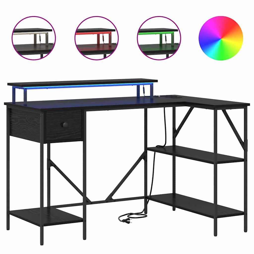 Bord med skuffe Sort eg 120 x 79 x 86,5 cm Konstrueret træ