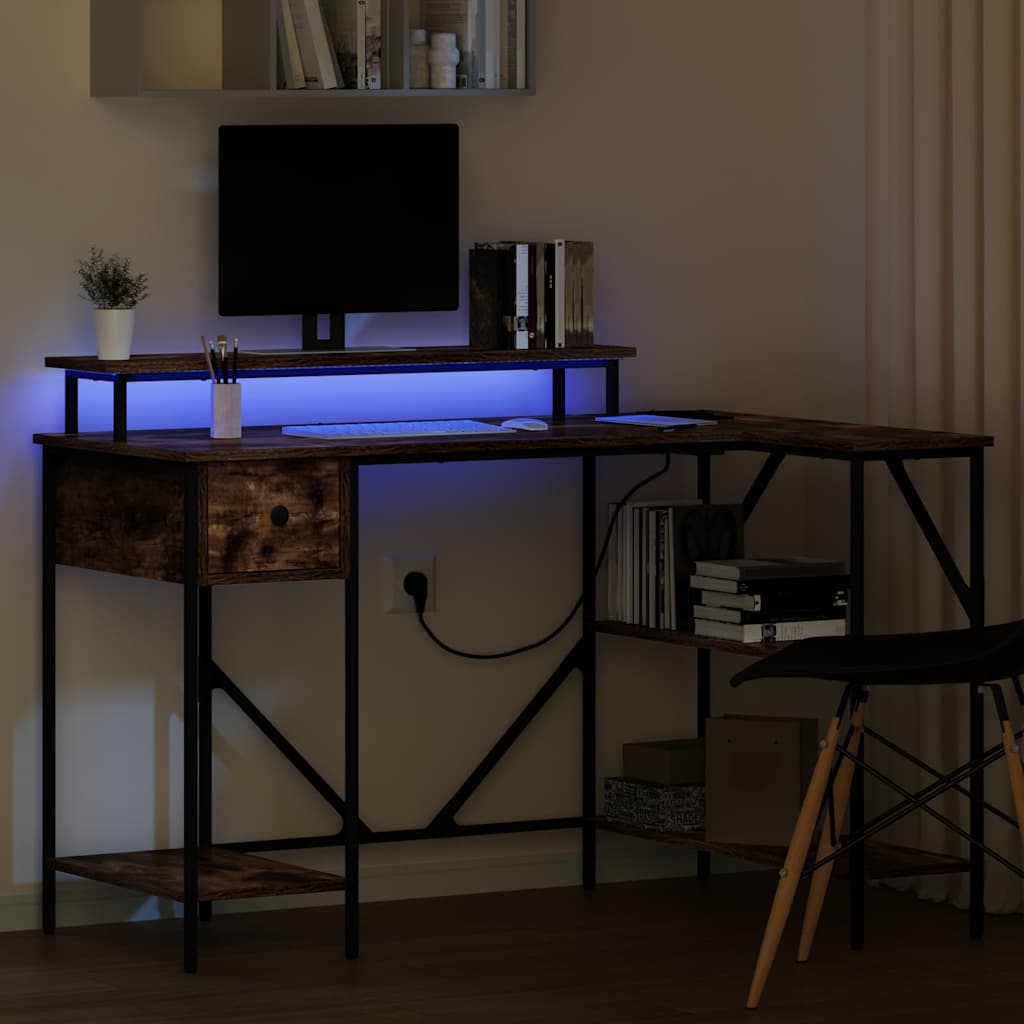 Bord med skuffe Røget eg 120 x 79 x 86,5 cm Konstrueret træ